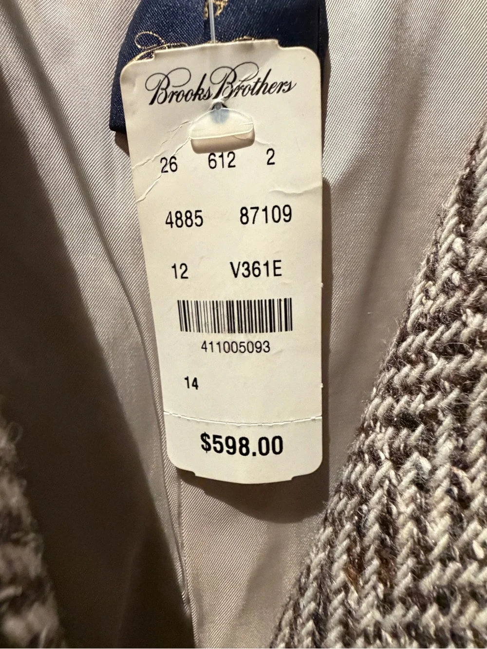Brooks Brothers Tweed Herringbone Blazer - Brown & Cream Women’s Size 14 - Picture 4 of 6